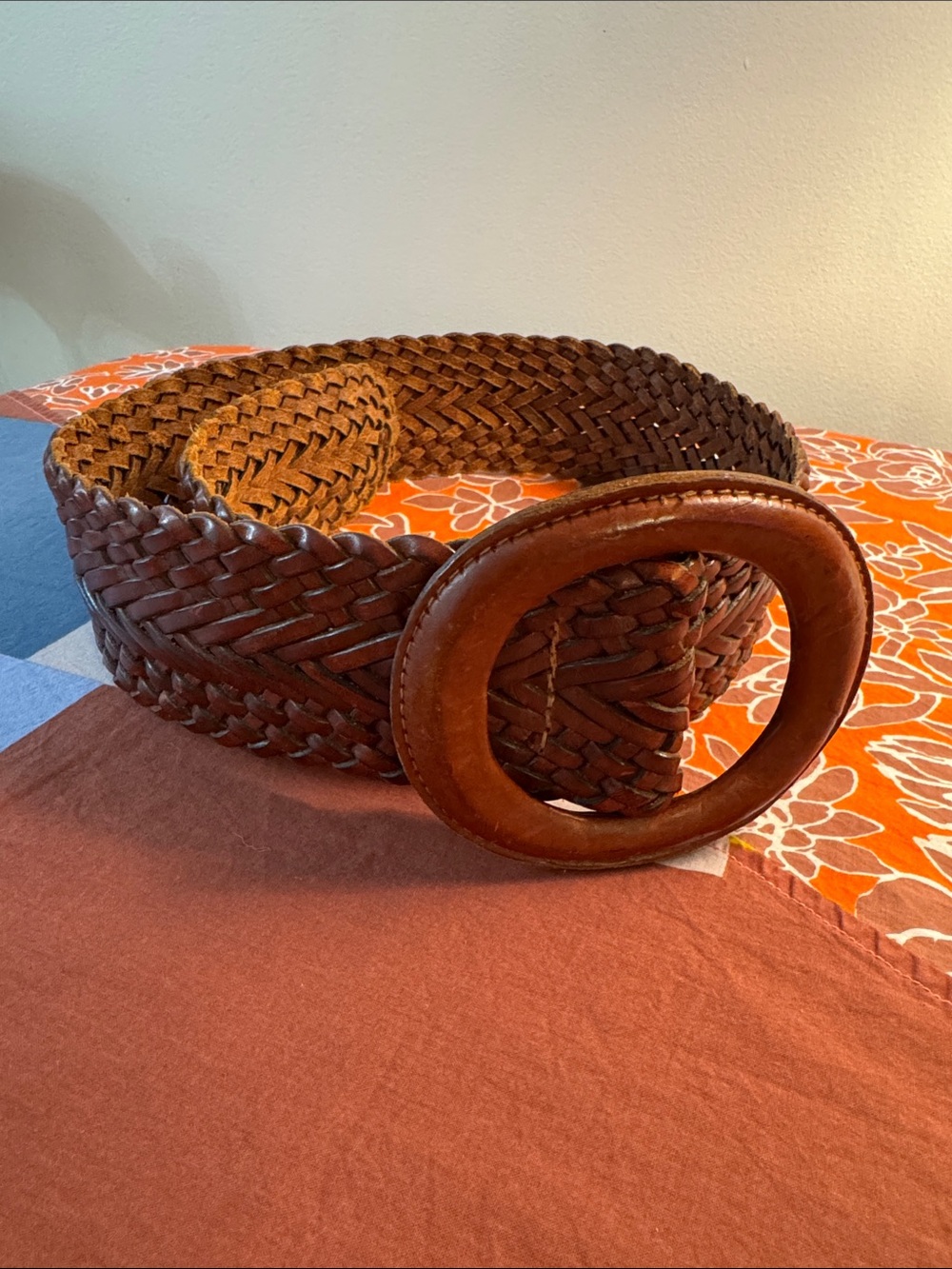 Omega Braided Brown Leather Belt Made in Turkey Medium